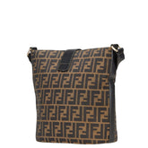 フェンディ ズッカ ショルダーバッグ ブラウン ブラック キャンバス レザー レディース FENDI 【中古】
